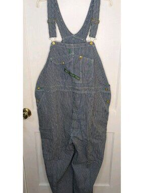 Key Imperial Hickory Stripe Denim Bib Overalls Sz 48x30 Vintage Workwear